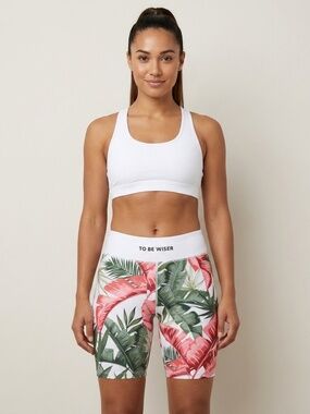 To Be Wiser Sweden Tropical Leaf Print Biker Shorts Aesthetics Chic Medium NWT